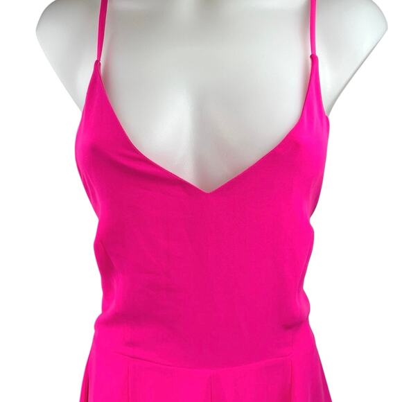 Lush Pink Sleeveless V-neck Cami Camisole Mini Fit & Flare Jumpsuit Romper Sz M - Picture 3 of 5